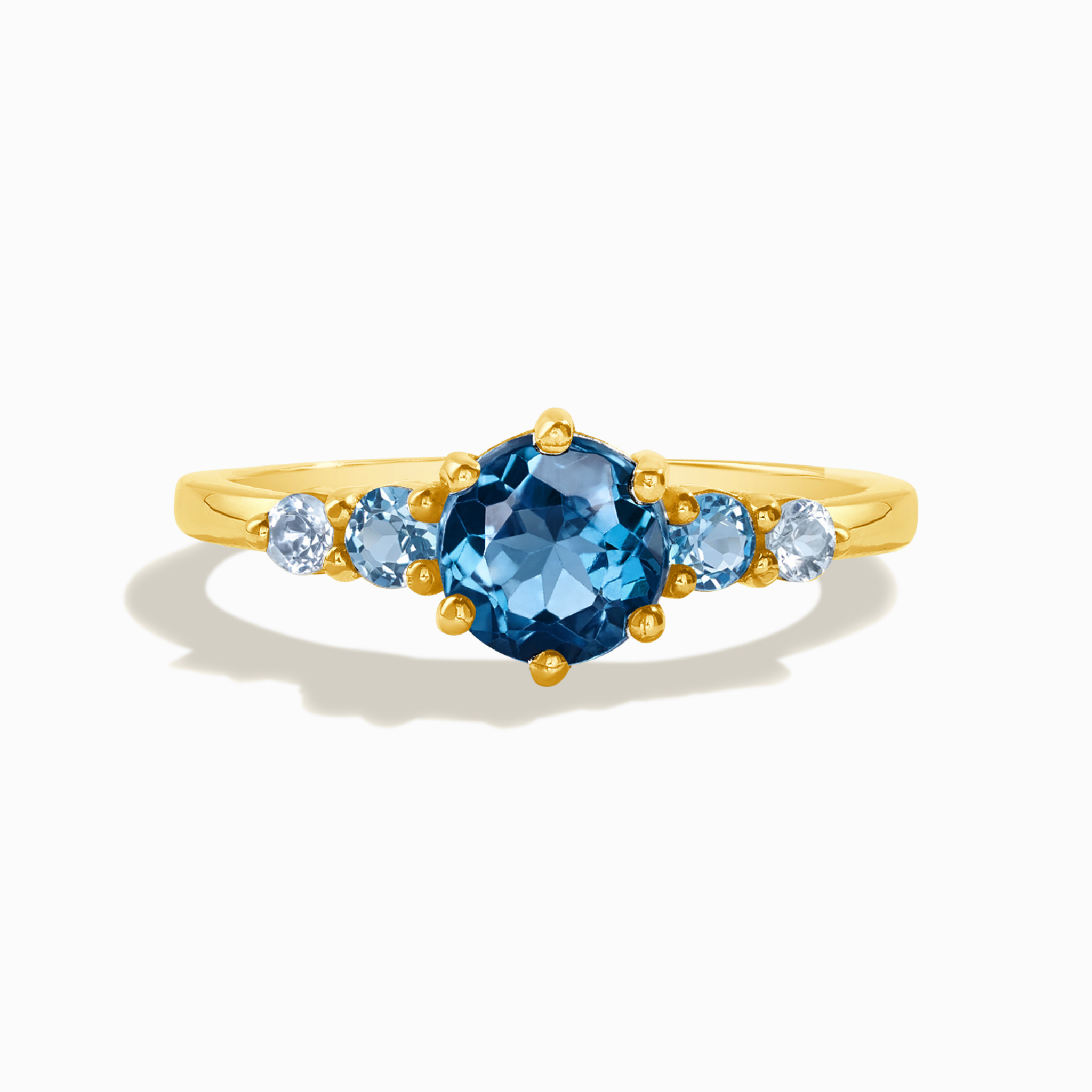 Ombre-Blautopas-Fünfsteinring aus 18k Gold Vermeil