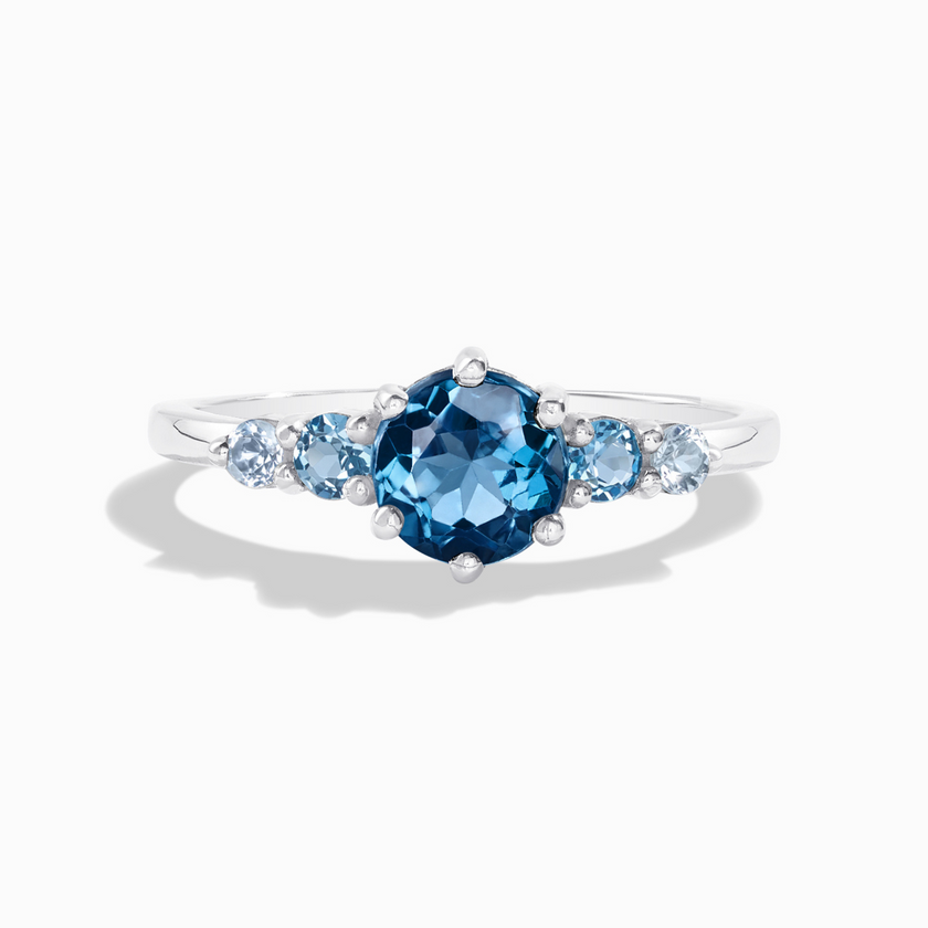 Ombre blauer Topas Fünf-Stein-Ring aus Sterlingsilber