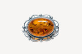 Oval Classic Framed Amber Brooch