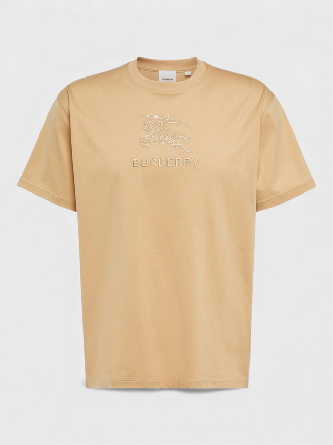 T-shirt en coton à logo brodé Fauve doux