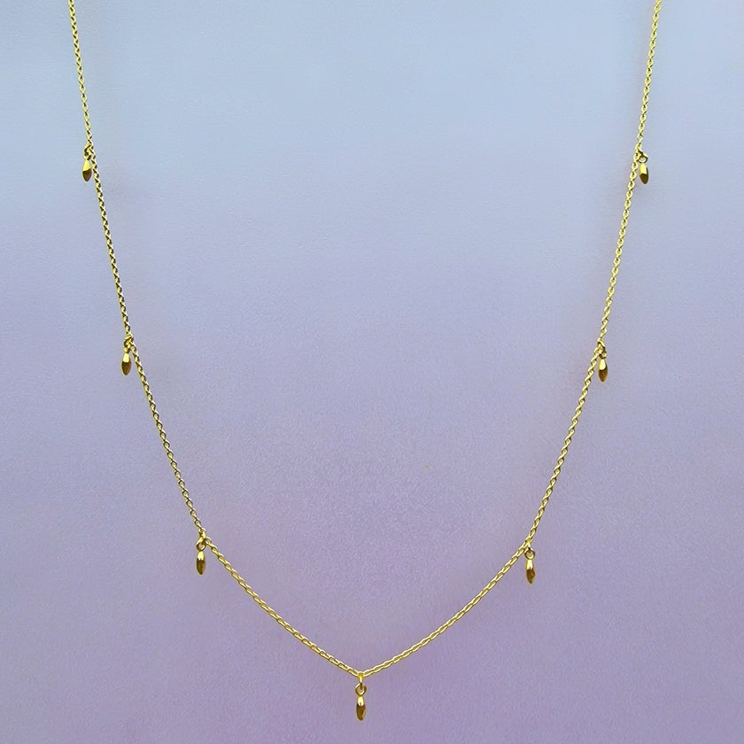 Reiskorn-Kette Gelbgold-Charm-Halskette