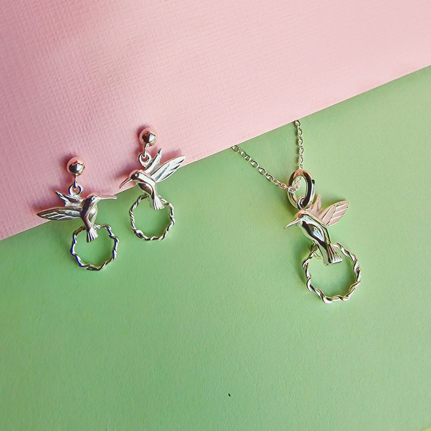 Humming Bird Sterling Silver Chain Necklace