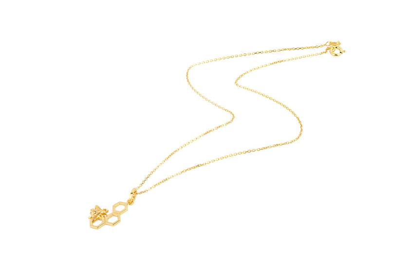 Bienenwaben-Halskette aus Gold