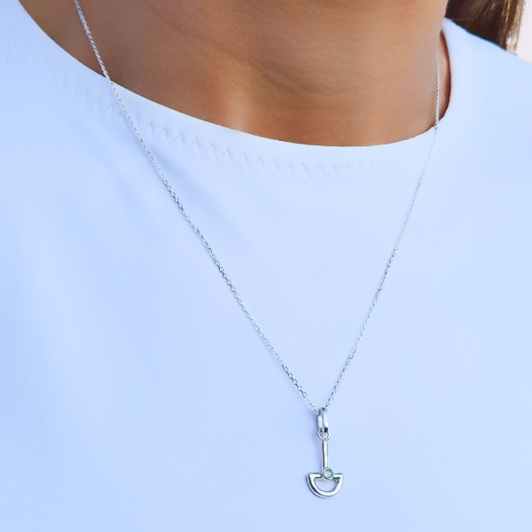 Blauer Chalcedon Boot Sterlingsilber Halskette