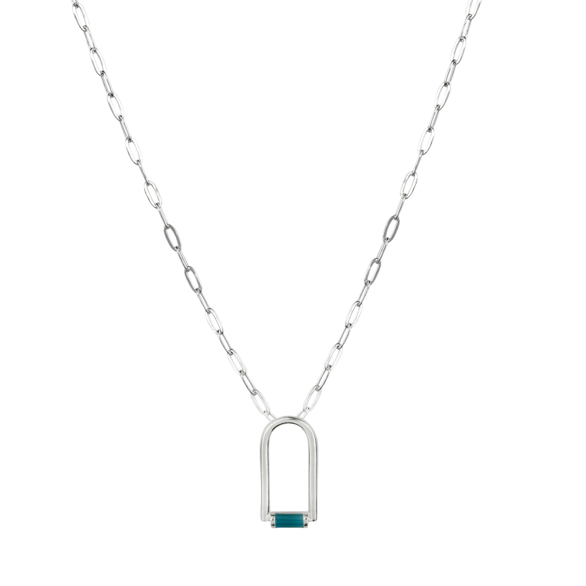 Zeitgenössische blaue Emaille-Halskette aus Sterlingsilber