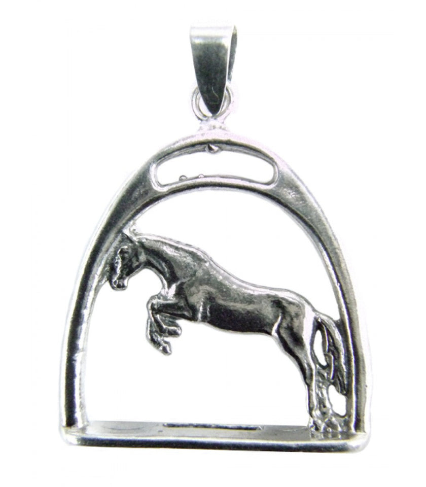 Silver Steed Horse with a Stirrup Silver Pendant