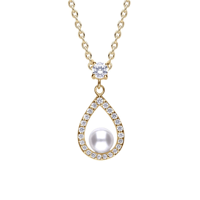 Colgante de gota Diamonfire Open Halo con perla de concha