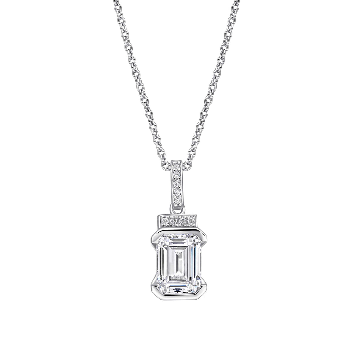 Diamonfire Tropfenanhänger mit Smaragd-Schliff und halber Lünette