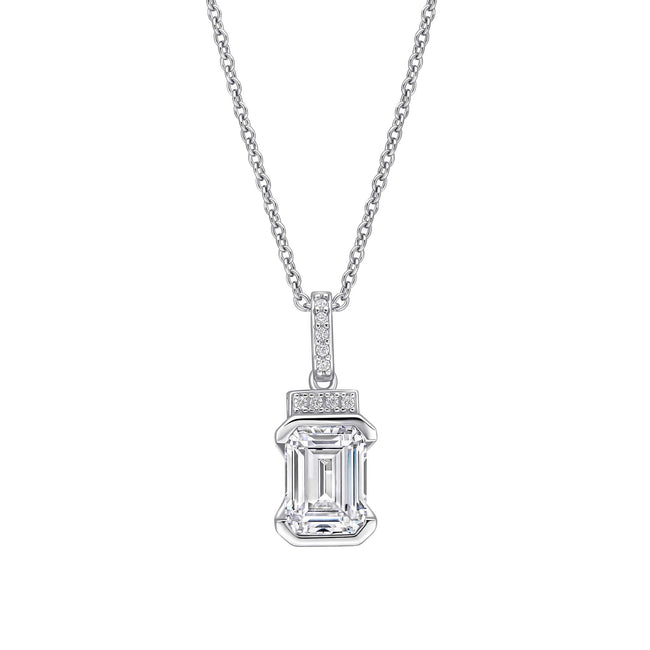 Diamonfire Emerald Cut Half Bezel Drop Pendant