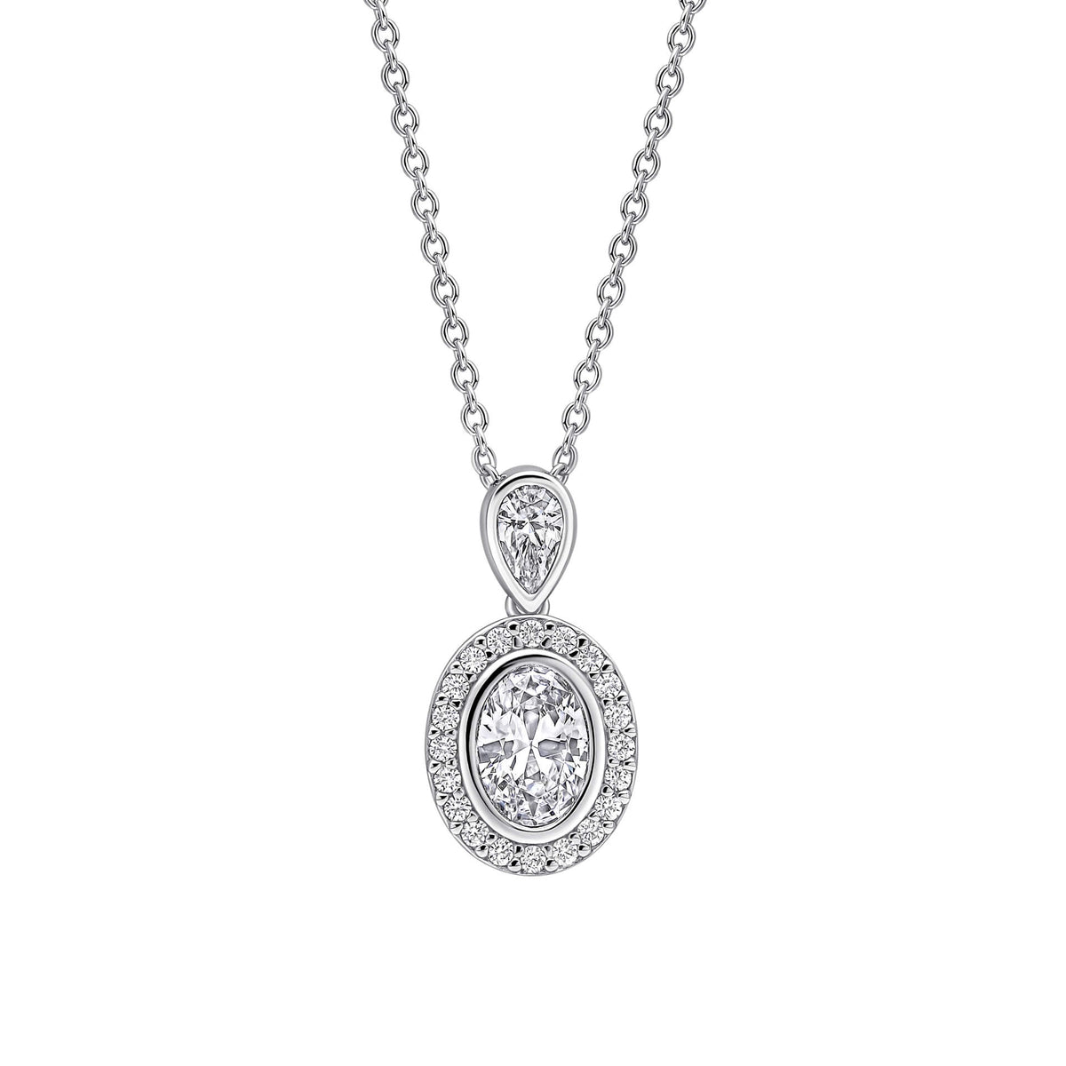 Diamonfire Halo Double Drop Pendant
