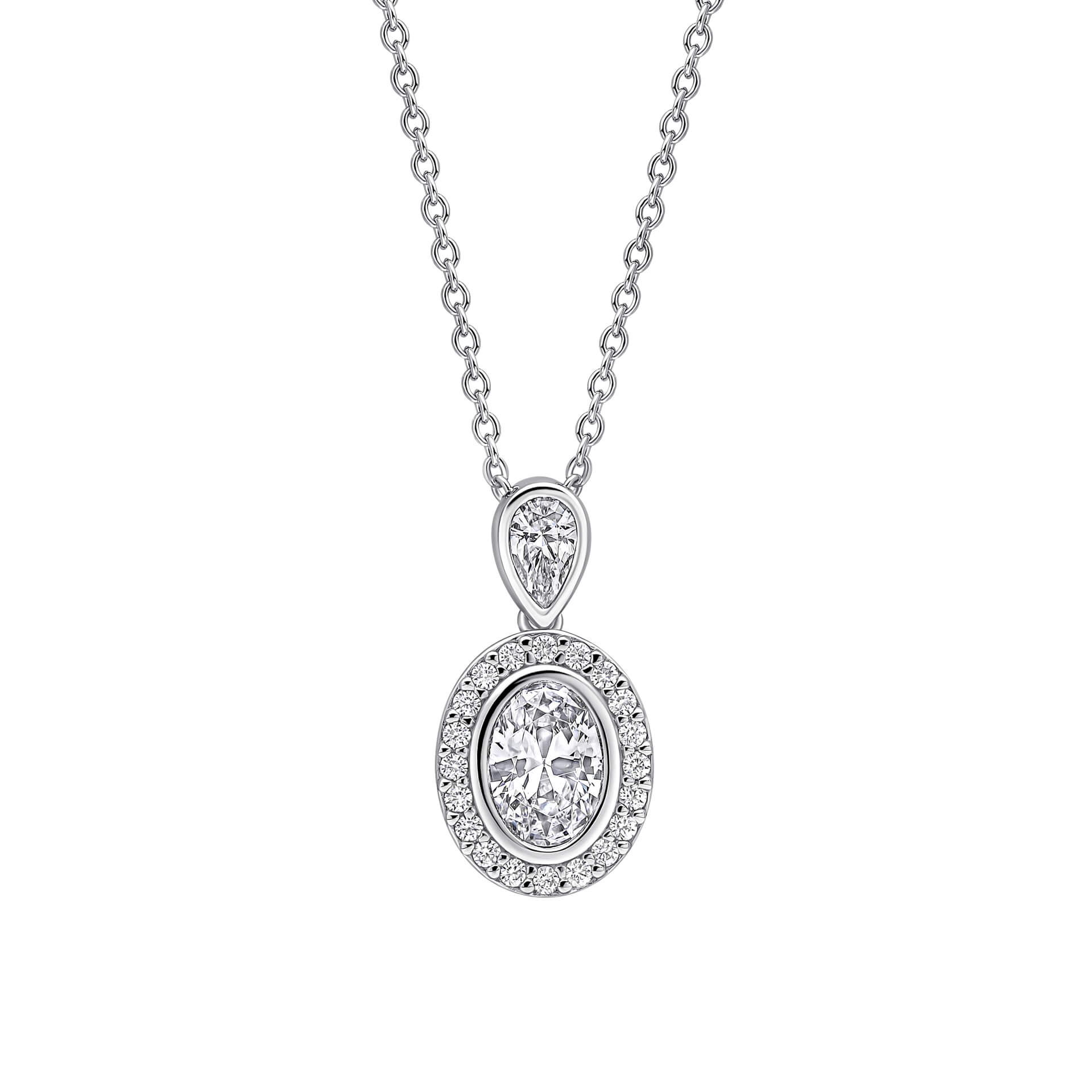 Diamonfire Halo Double Drop Pendant