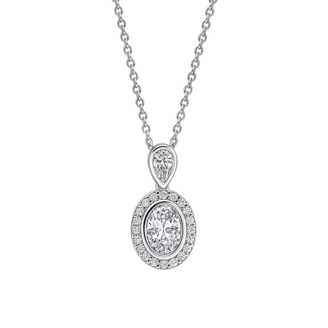 Diamonfire Halo Double Drop Pendant