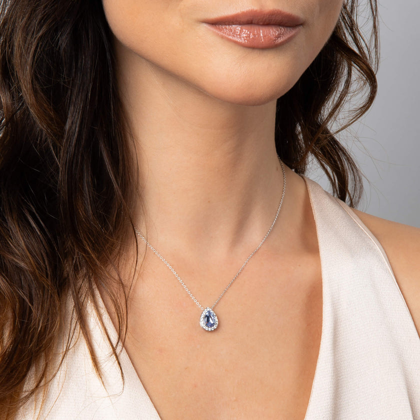 Colgante Diamonfire de circonita con halo y forma de lágrima
