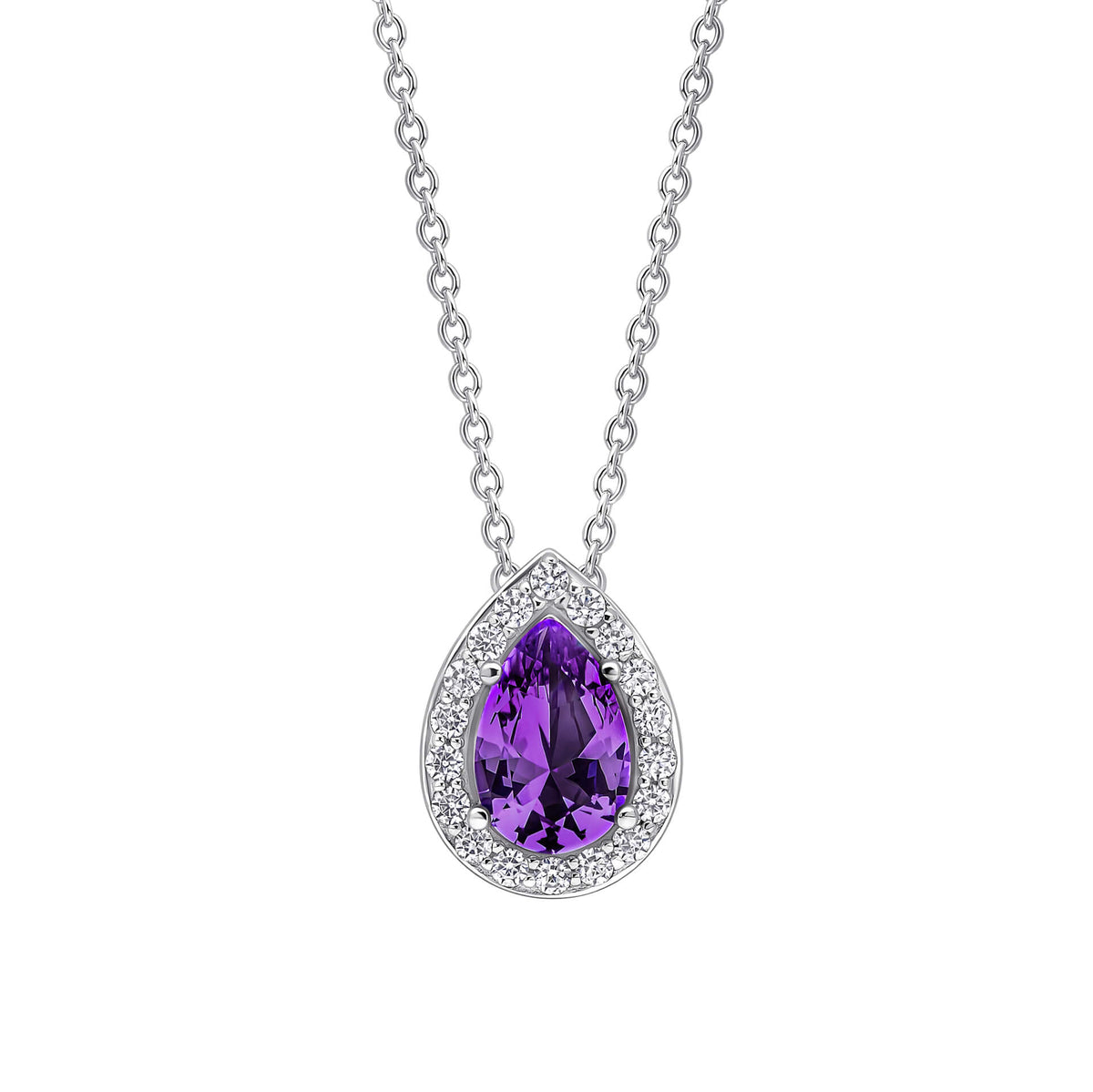 Colgante Diamonfire de circonita con halo y forma de lágrima