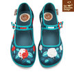 Chocolaticas® Paint the Roses Red - Gothic Floral Mary Jane Flats - Size UK 8.5 Left Only!