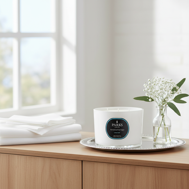 LINEN FRESH 350G 3 WICK CANDLE