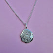 Halskette aus rosa Opal und Perlen-Emaille „Sternennacht“ in Silber