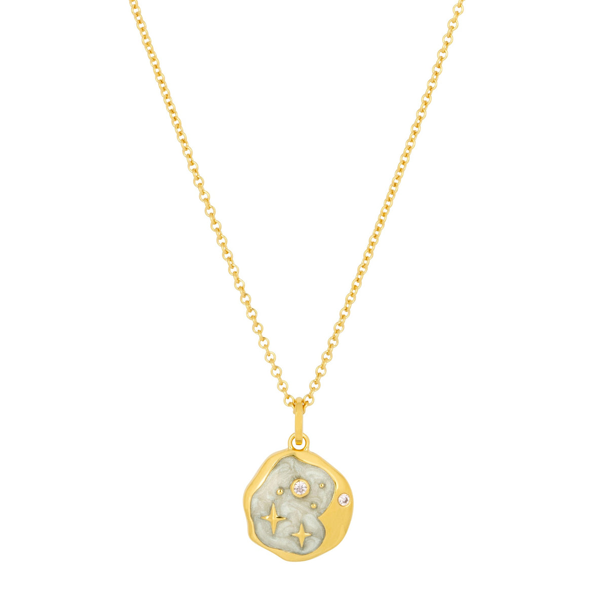 Halskette „Sternennacht“ aus Pinkopal, Perle und Emaille in Gold