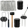 Weed Control Membrane Pegs Buffer Washer Set Red with Rubber Mallet