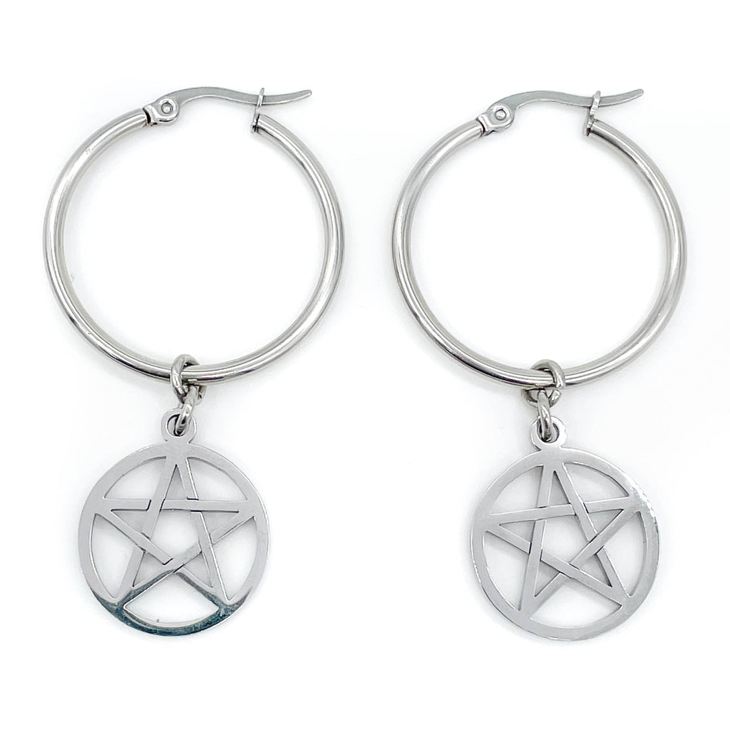 Pentacle Hoop Earrings