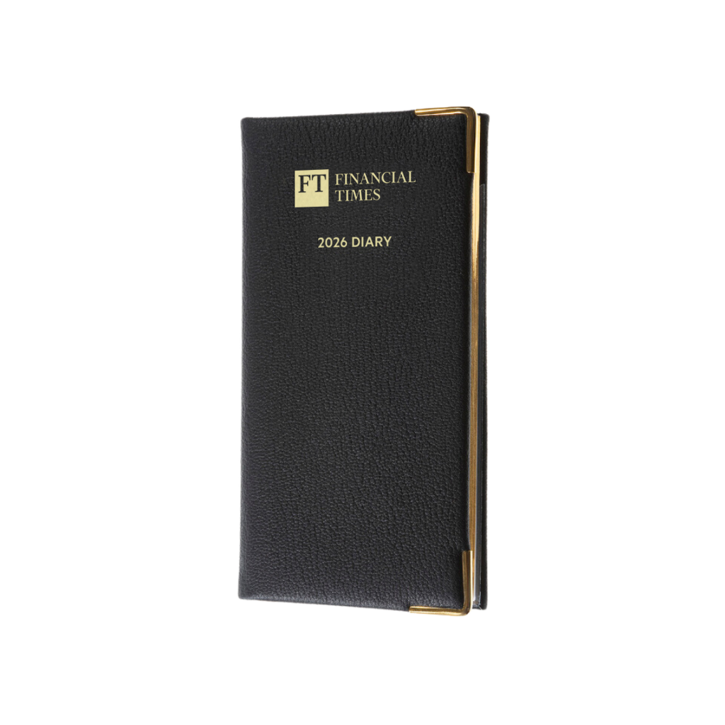 2026 Leather Portrait Pocket Diary - Week-to-View Planner- Black (PL-26)