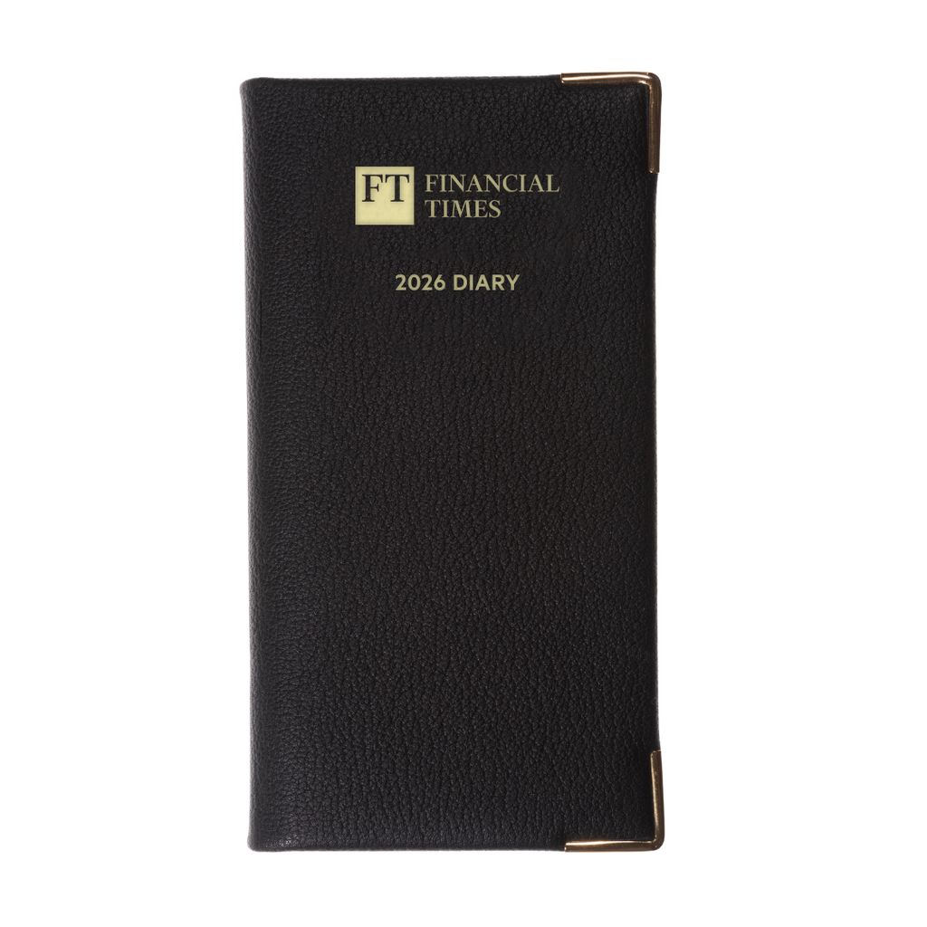 2026 Leather Portrait Pocket Diary - Week-to-View Planner- Black (PL-26)