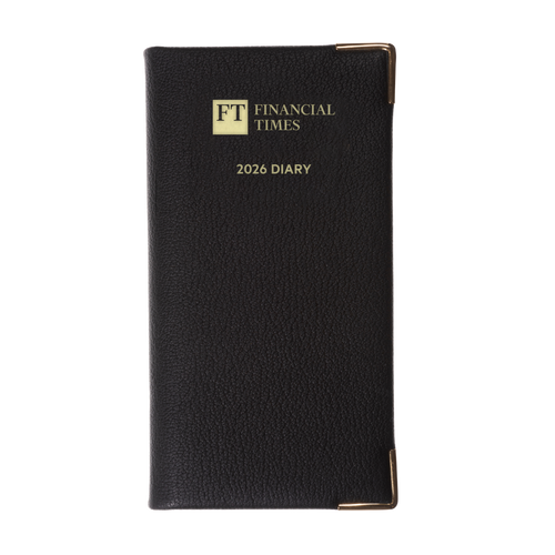 2026 Leather Portrait Pocket Diary - Week-to-View Planner- Black (PL-26)
