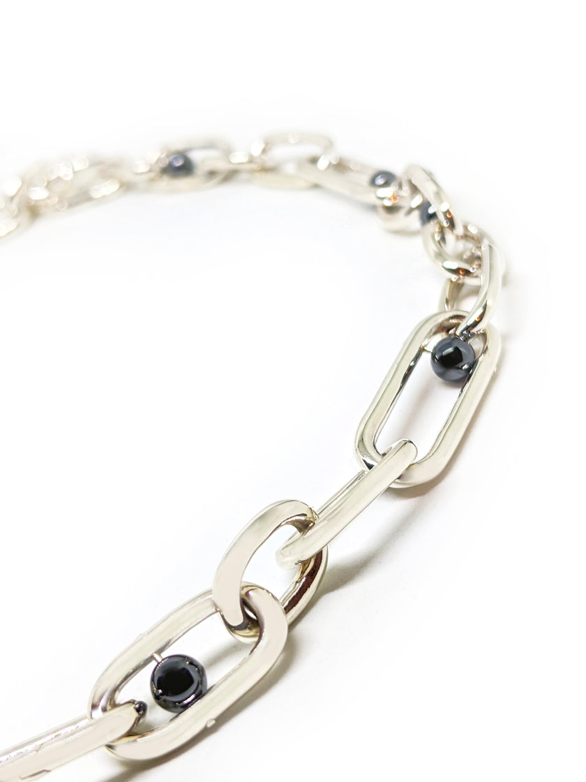 Einzigartiges, einmaliges Armband/Halskette aus Hämatit mit anpassbarer Silberkette
