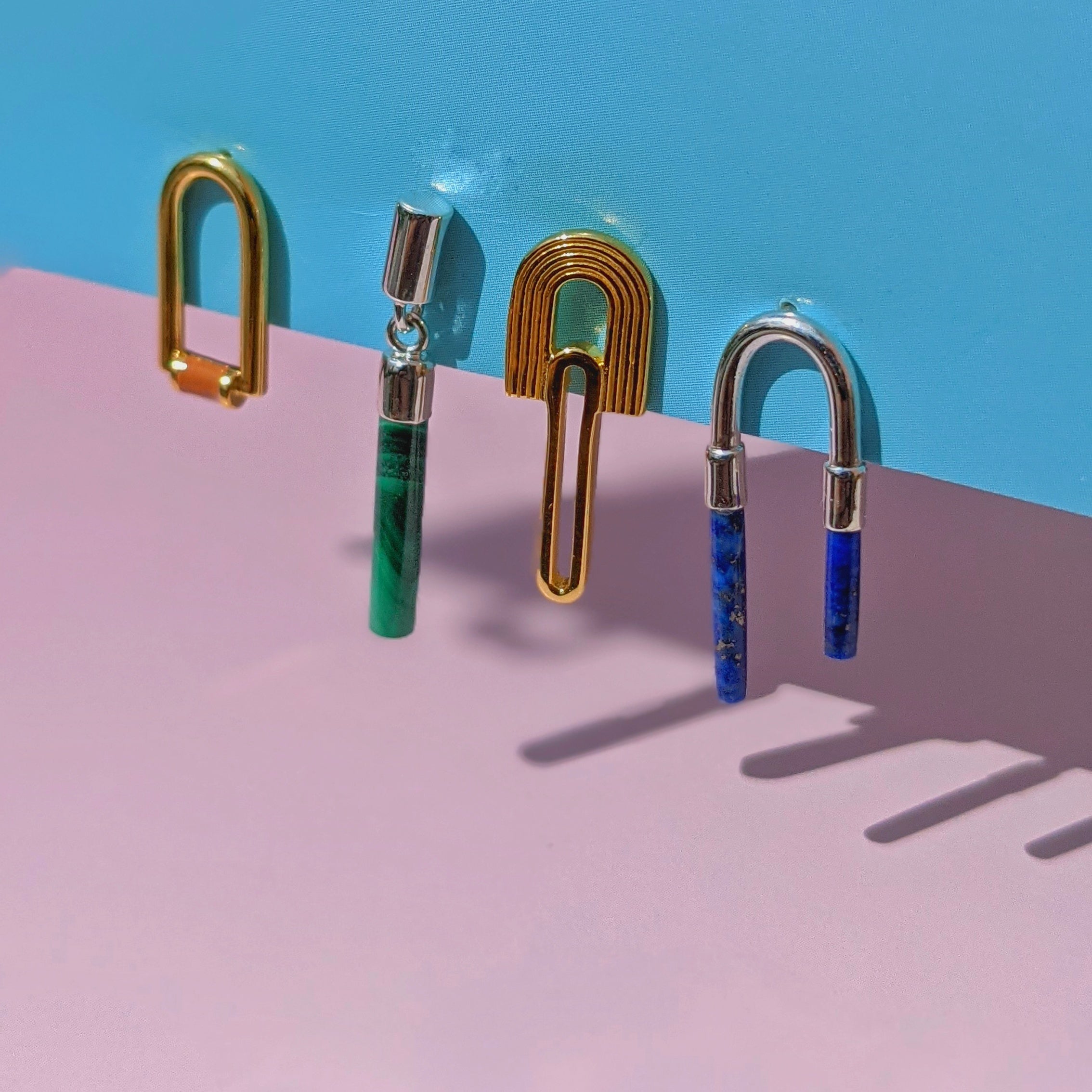 Pendientes de Plata de Ley de Lapislázuli con Arco