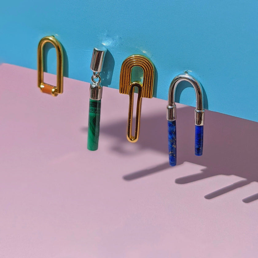 Malachitgrüne Drop Bar Ohrringe aus Sterlingsilber