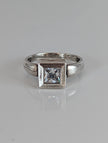 Silver Steed Silver Zirconia Square Ring