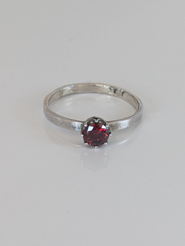 Silver Steed Silver Ruby Zirconia Ring