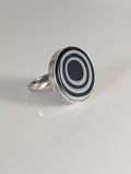 Silver Steed Large Unique Black and White Mass Silver Ring