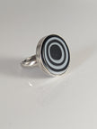 Silver Steed Large Unique Black and White Mass Silver Ring