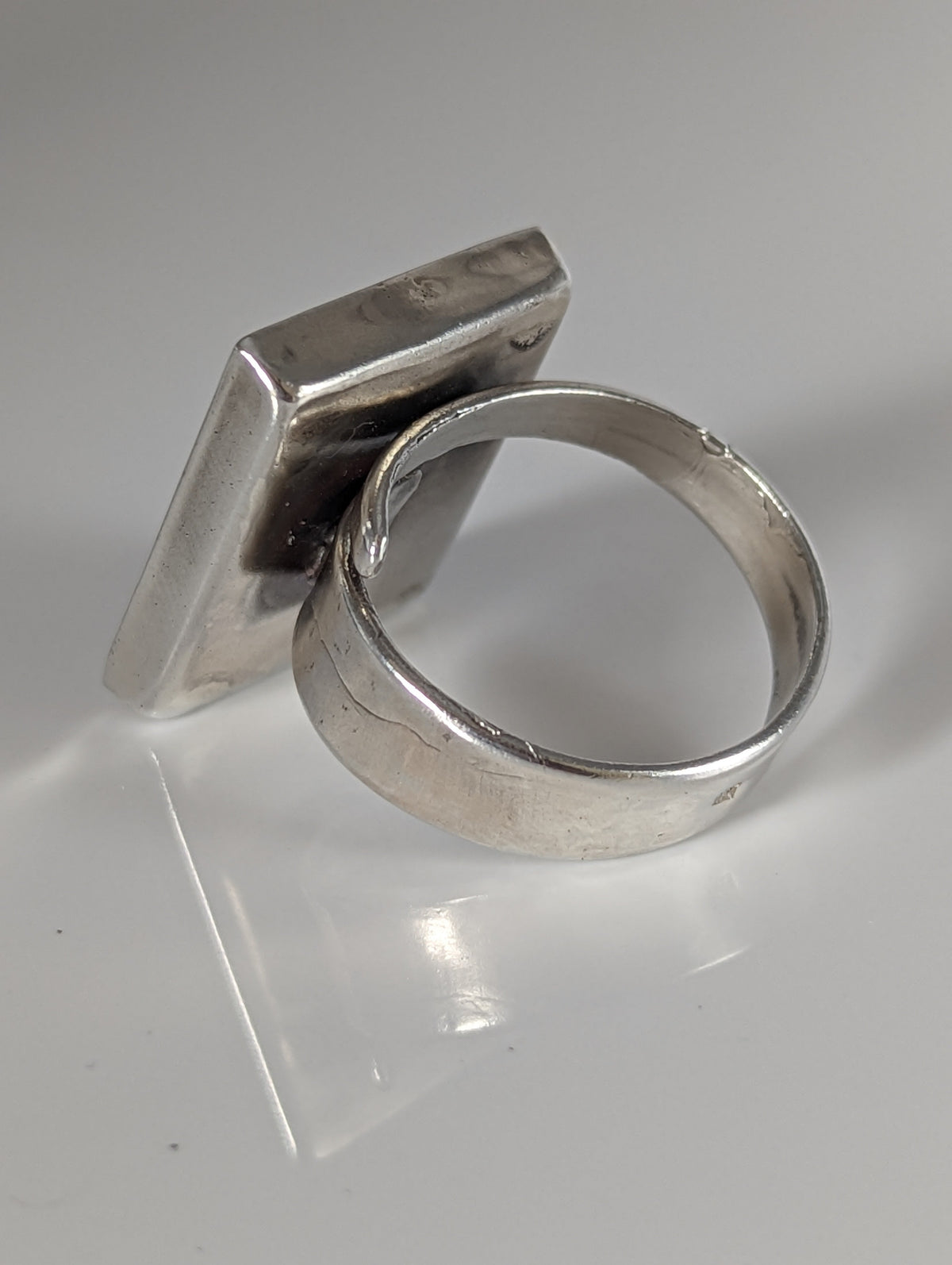 Silver Steed Large Unique Rose in a Frame Silver Ring