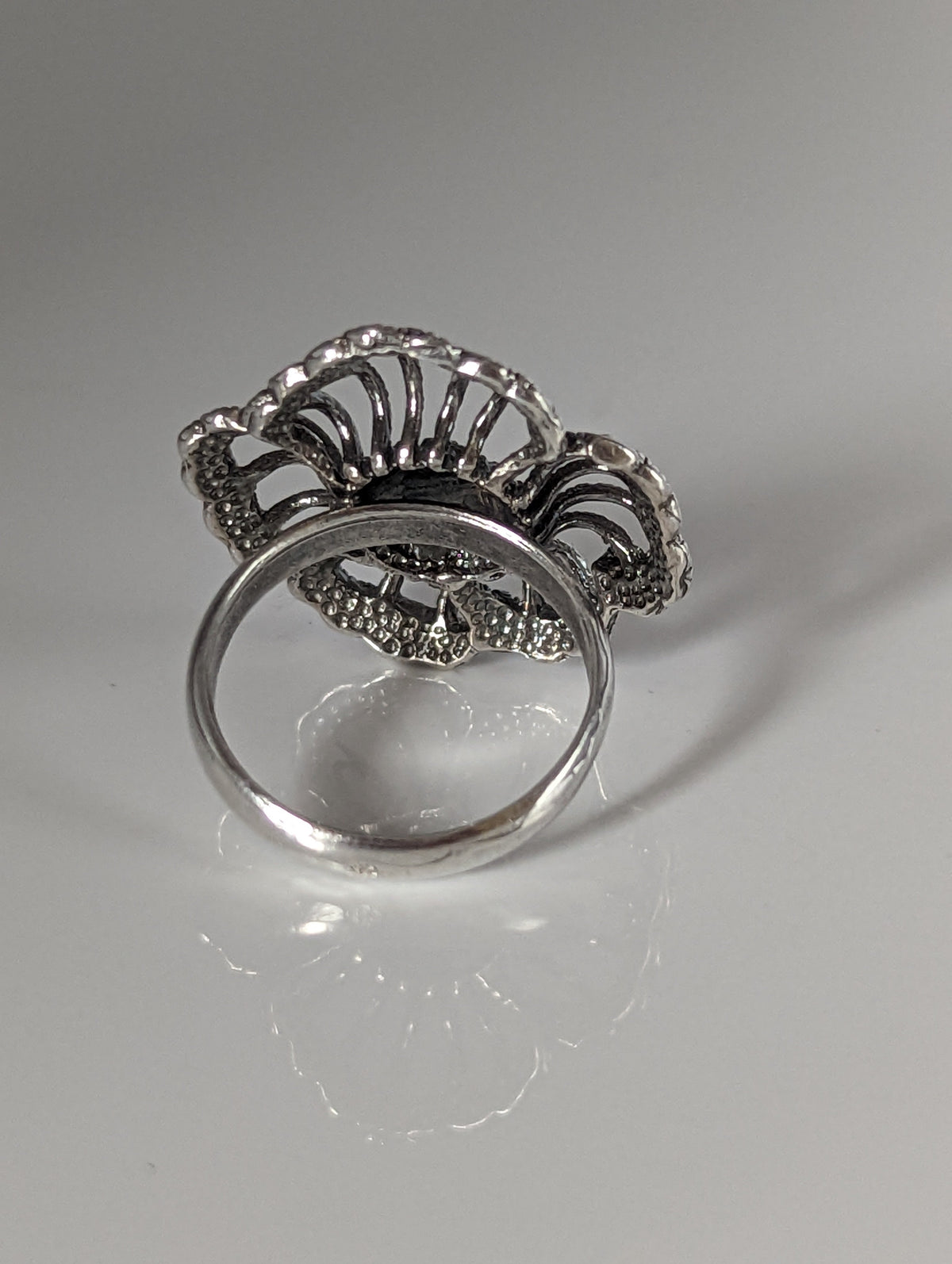 Silver Steed Large Unique Flower Handmade Silver Ring