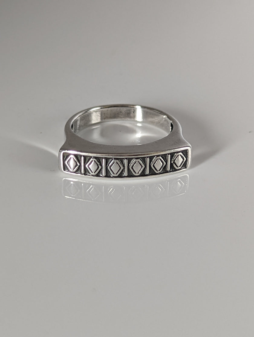 Silver Steed Greek Theme Ring