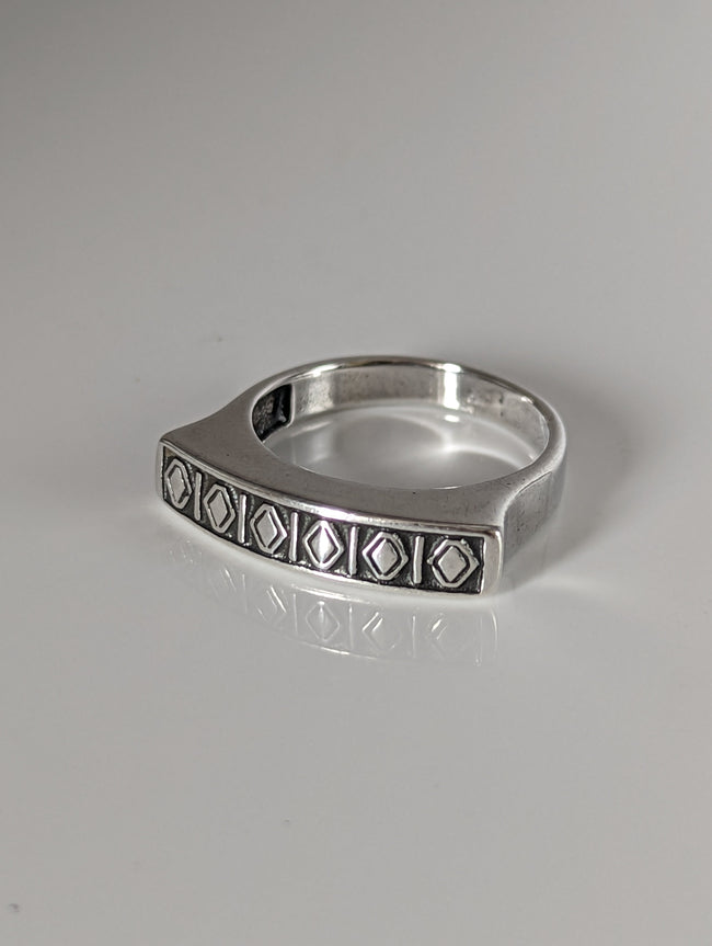Silver Steed Greek Theme Ring