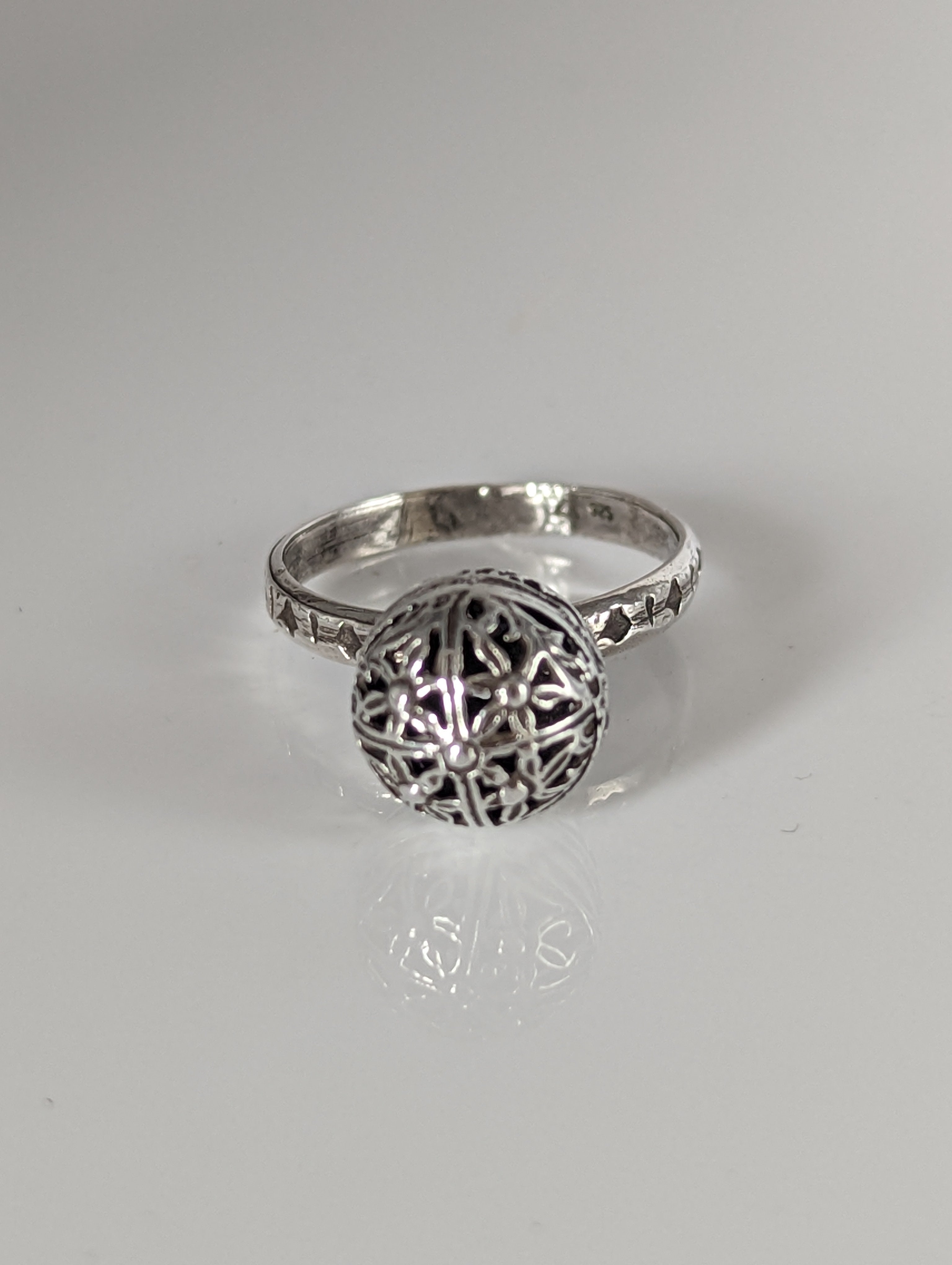Silver Steed Large Unique Ball Handmade Silver Ring