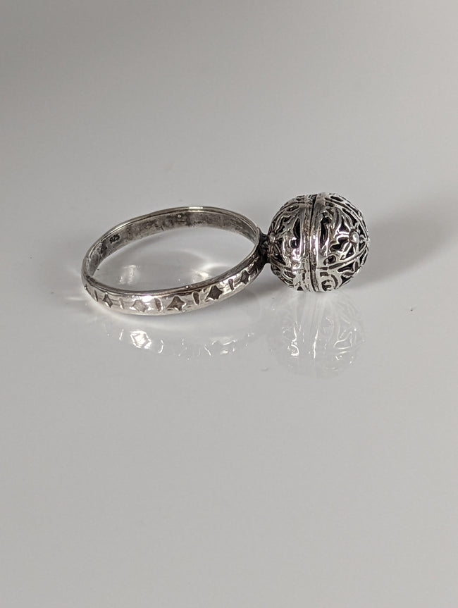 Silver Steed Large Unique Ball Handmade Silver Ring