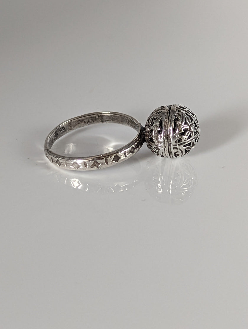 Silver Steed Large Unique Ball Handmade Silver Ring