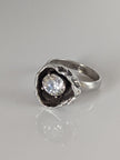 Silver Steed Large Zirconia in a Flower Silver Ring