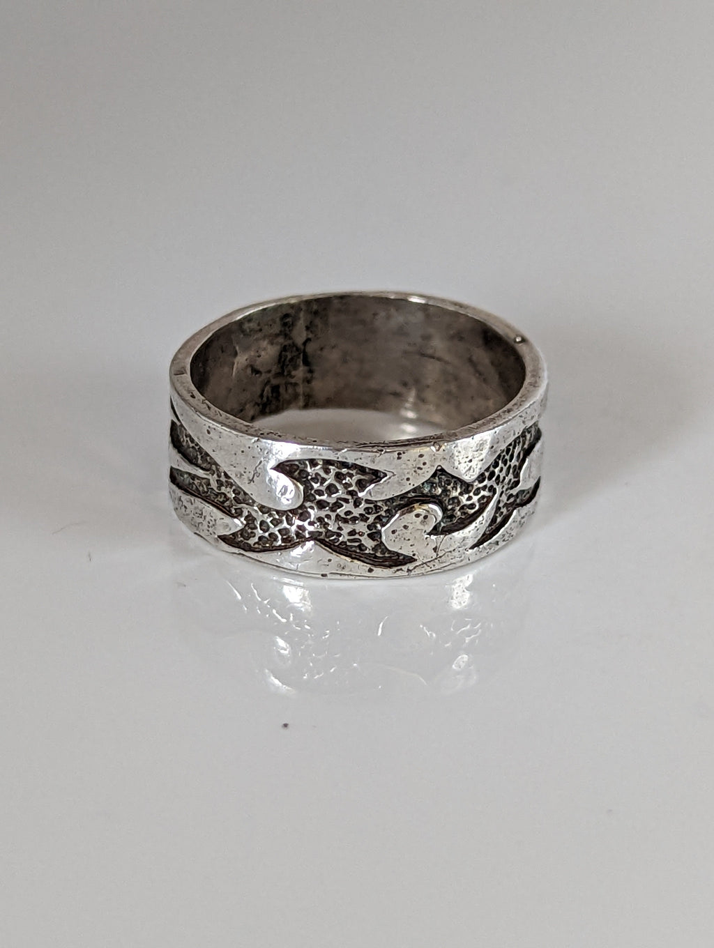Silver Steed Flames Ring