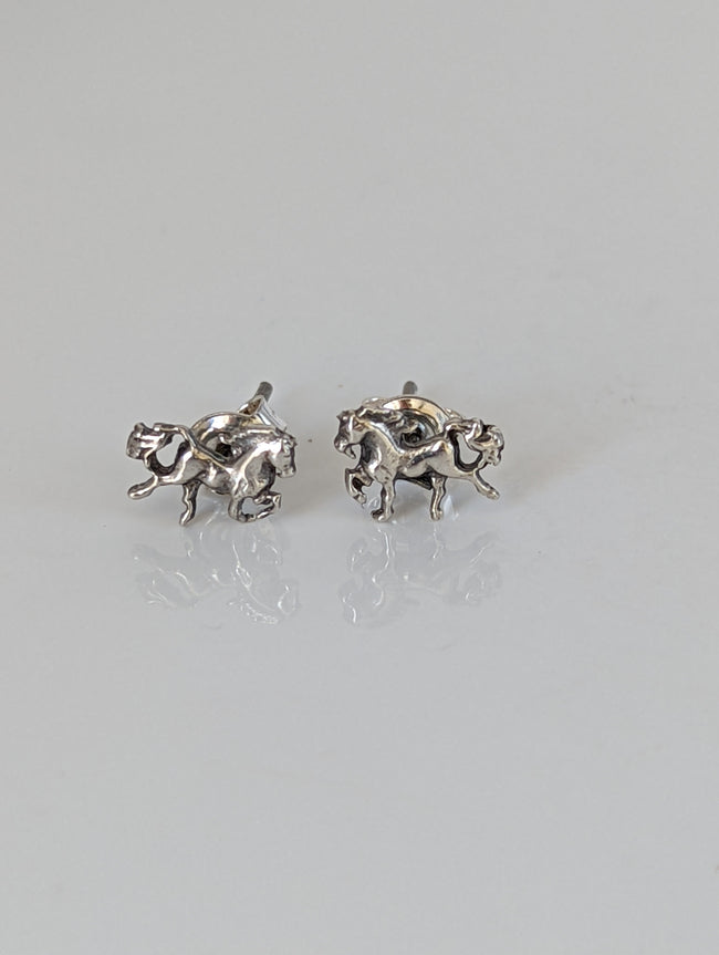 925 Silver Galloping Horse Studs – Handmade Equestrian Earrings