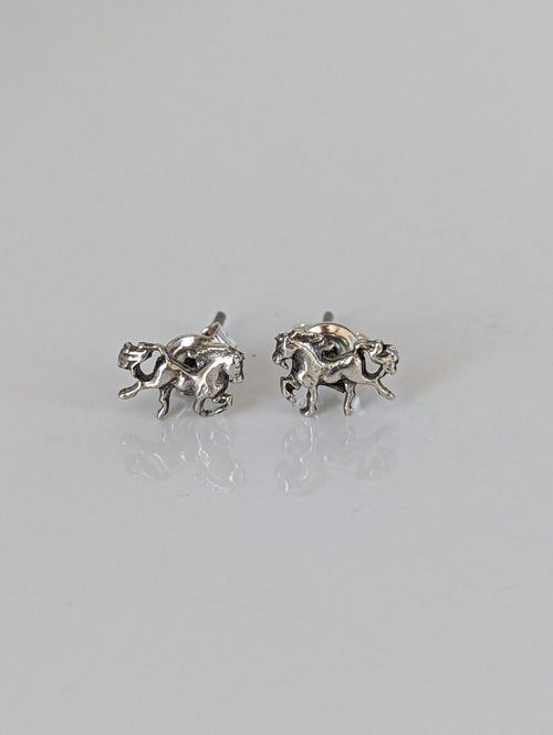 925 Silver Galloping Horse Studs – Handmade Equestrian Earrings
