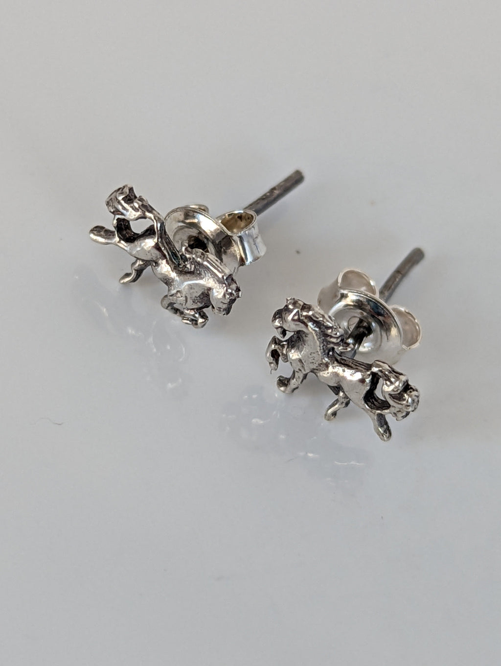 925 Silver Galloping Horse Studs – Handmade Equestrian Earrings