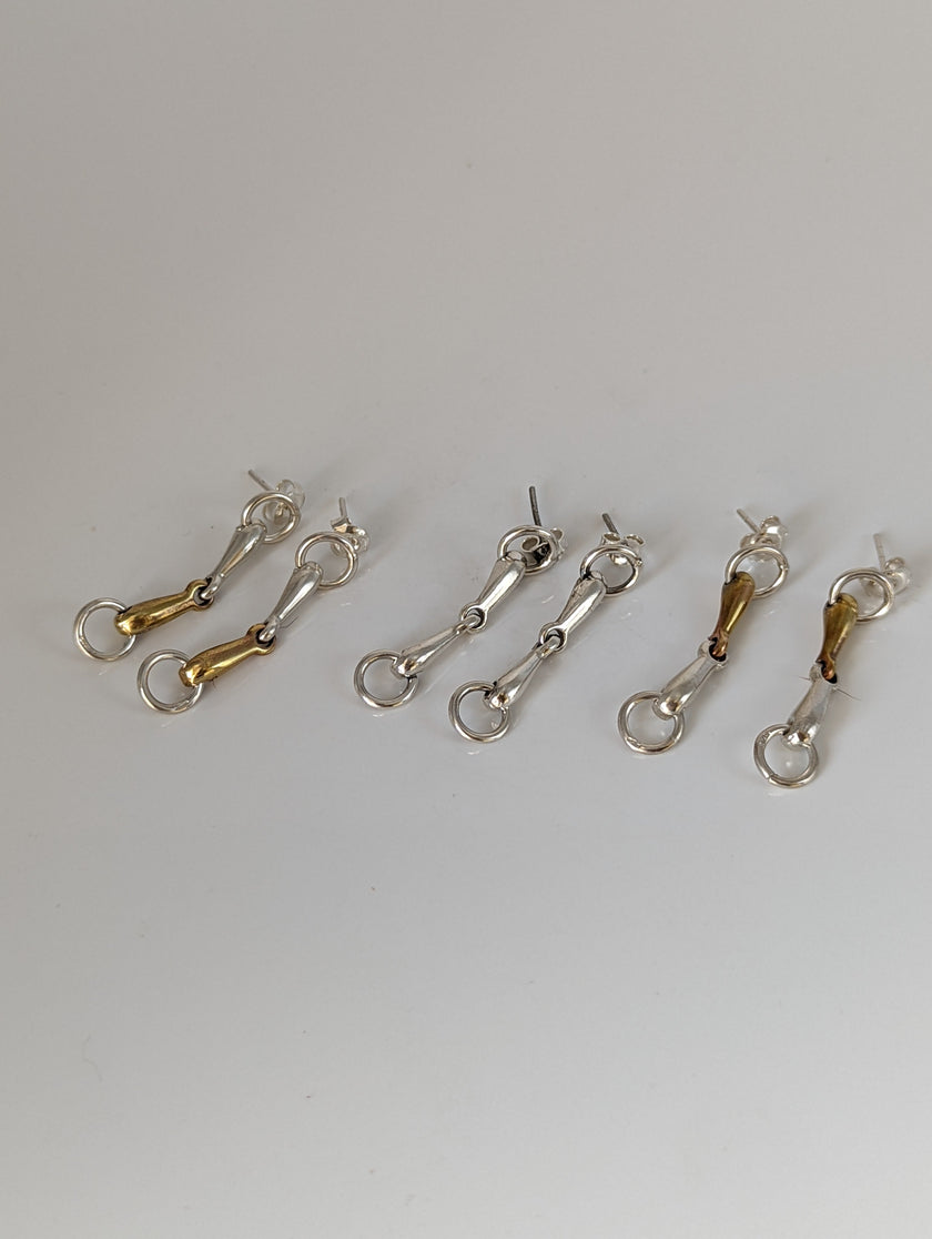 Silver Steed Snaffle Bit Stud Earrings