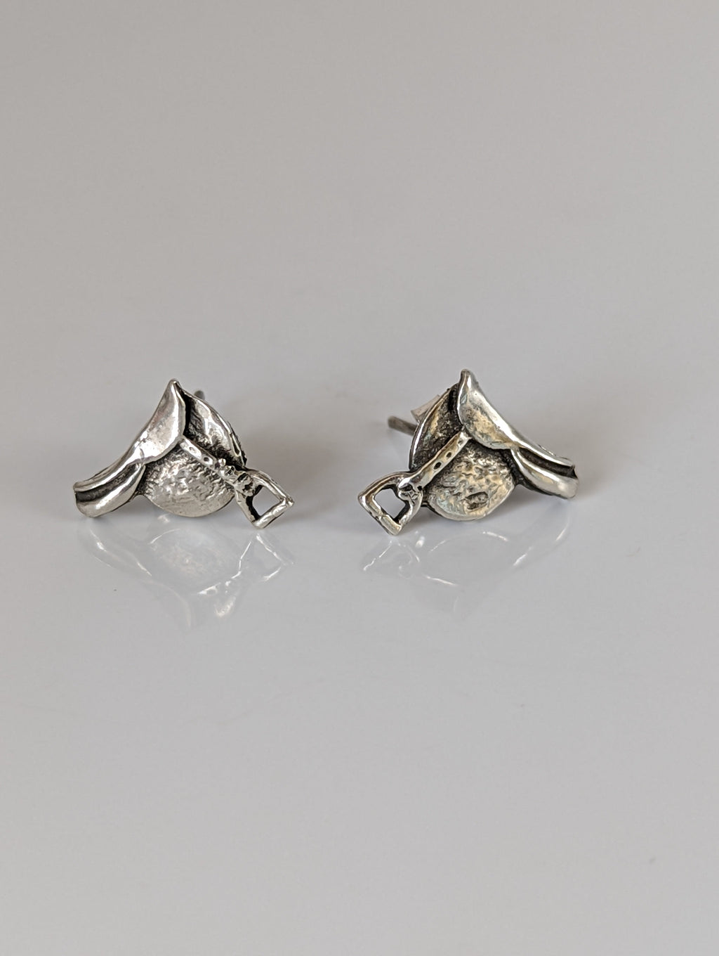 Silver Steed Silver Saddle Stud Earrings