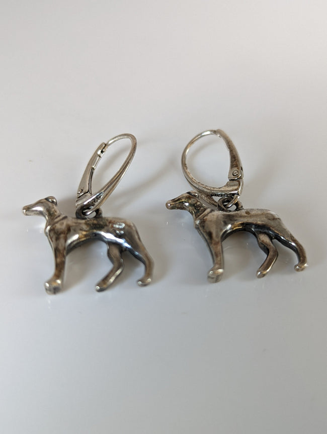Silver Steed Dropped Greyhound Earrings