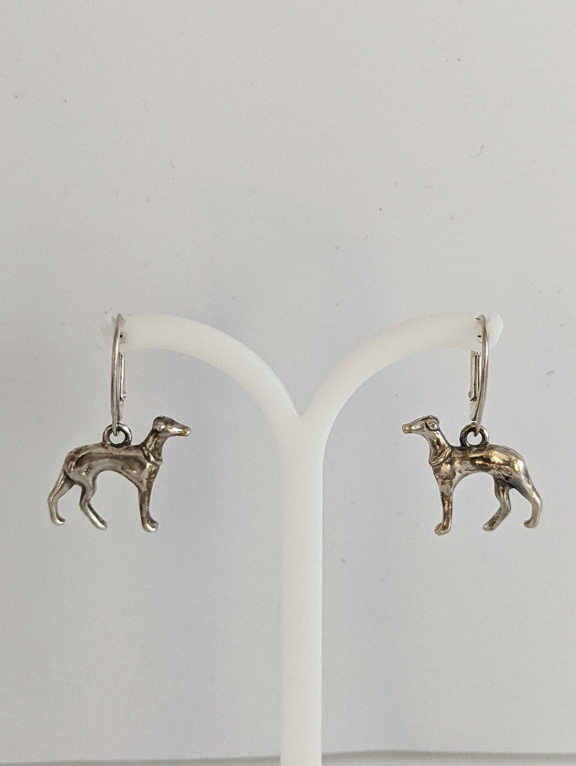 Silver Steed Dropped Greyhound Earrings